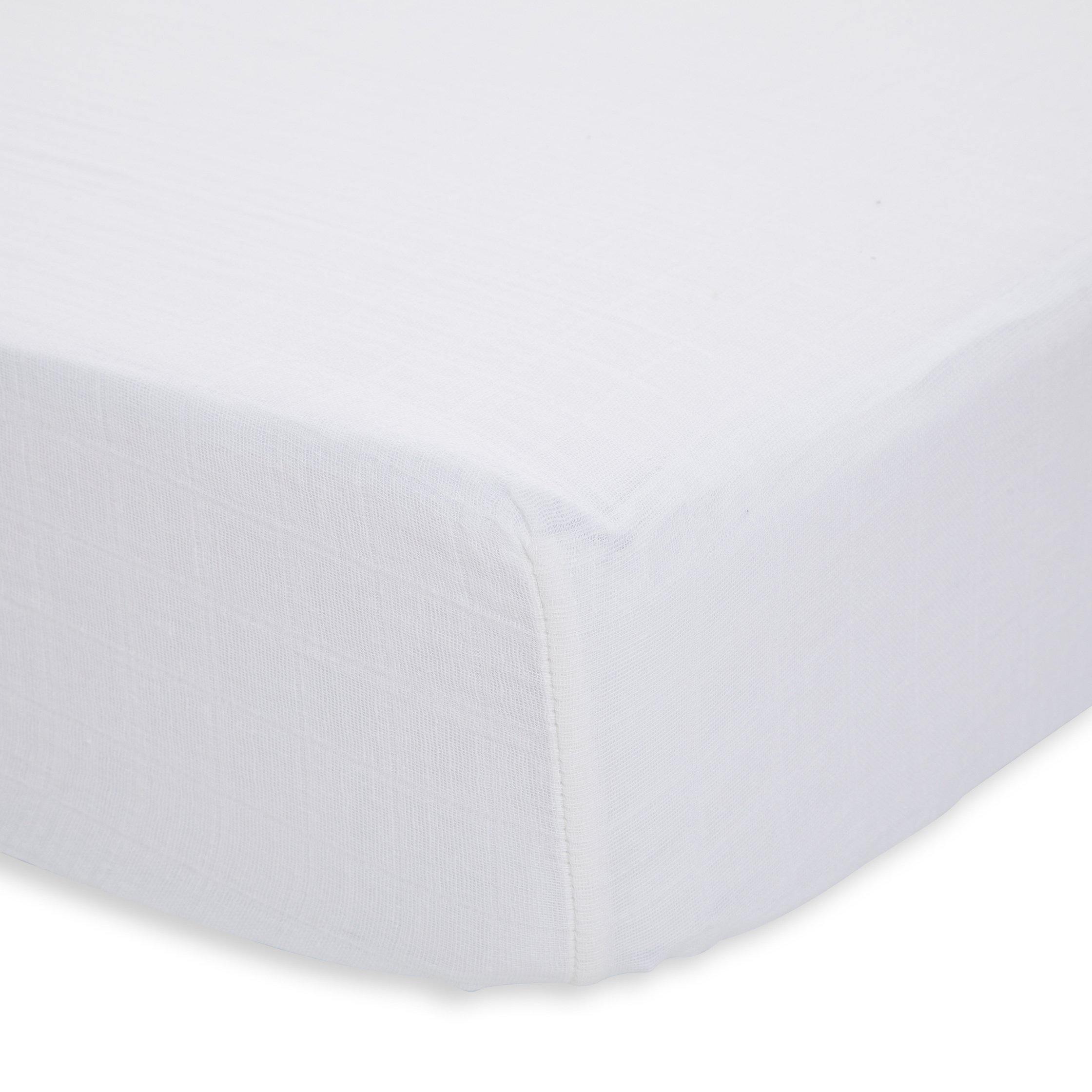 White muslin shop crib sheet