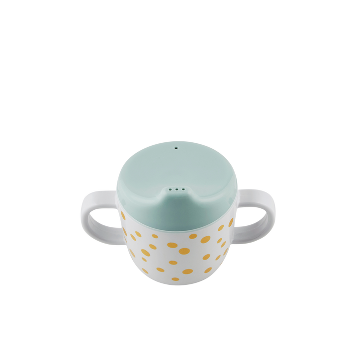 Spout Cup, Happy Dots - Gold/Blue - The Crib