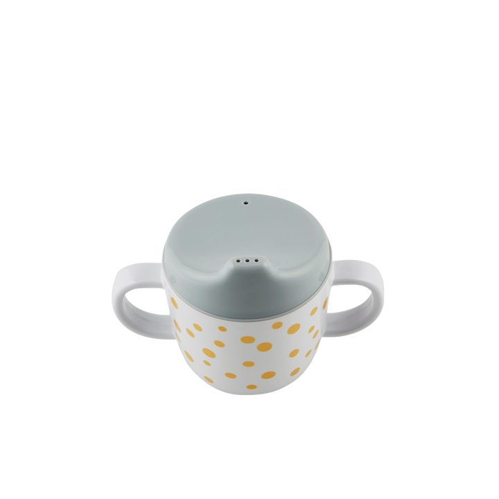 Spout Cup, Happy Dots - Gold/Blue - The Crib