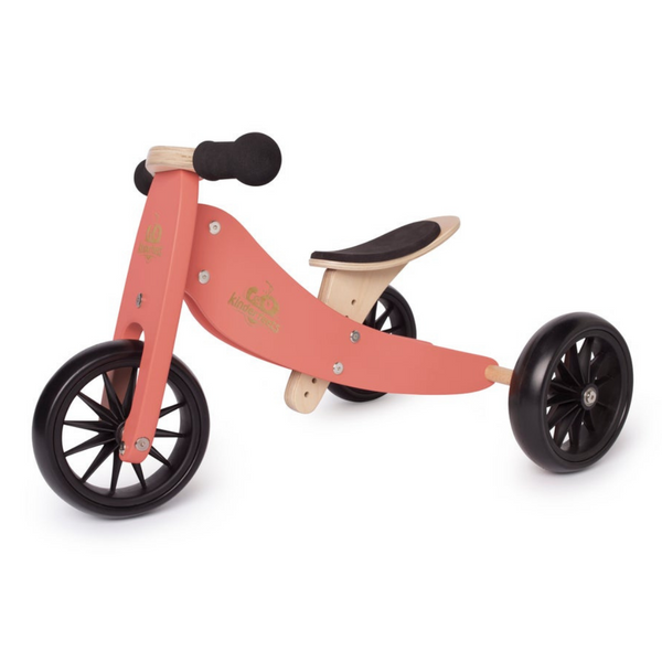 Kinderfeets 2-in-1 Tiny Tot Tricycle & Balance Bike Coral