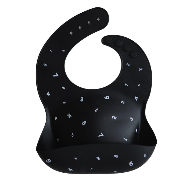 Silicone Baby Bib, Printed Colors - Black Numbers - The Crib