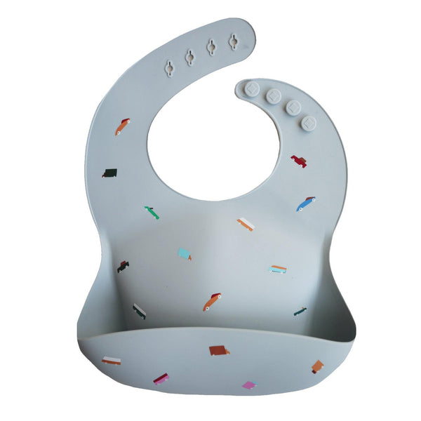 Silicone Baby Bib, Printed Colors - Retro Cars - The Crib