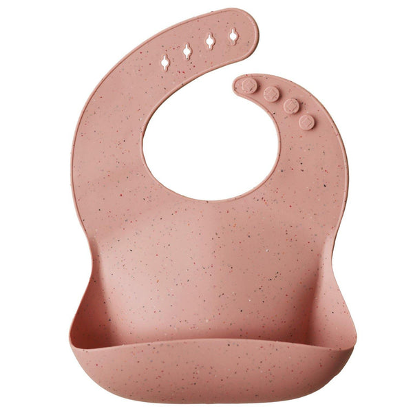 Silicone Baby Bib, Printed Colors - Peach Terrazzo - The Crib