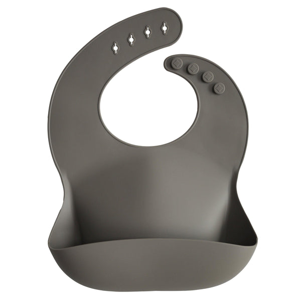 Silicone Baby Bib, Solid Colors - Dove Grey - The Crib