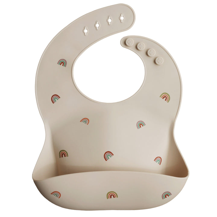 Silicone Baby Bib, Printed Colors - White Letters - The Crib