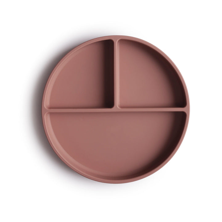 mushie silicone divided plate cloudy mauve