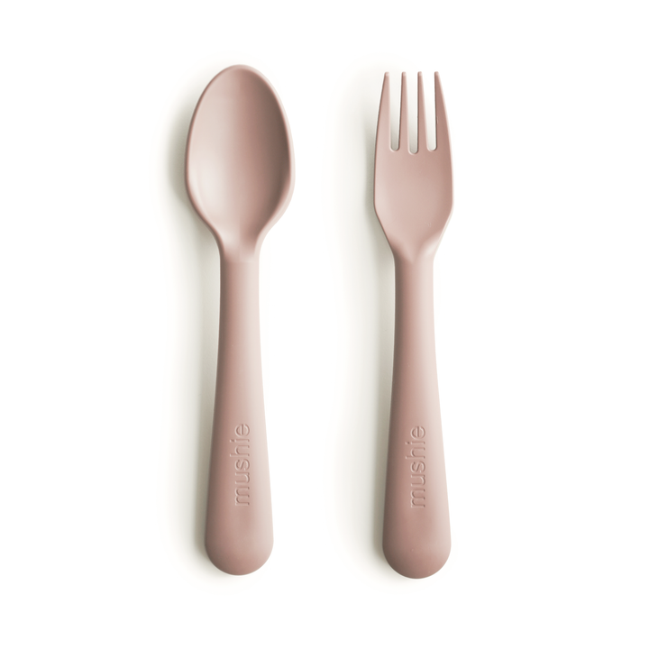mushie fork and spoon blush