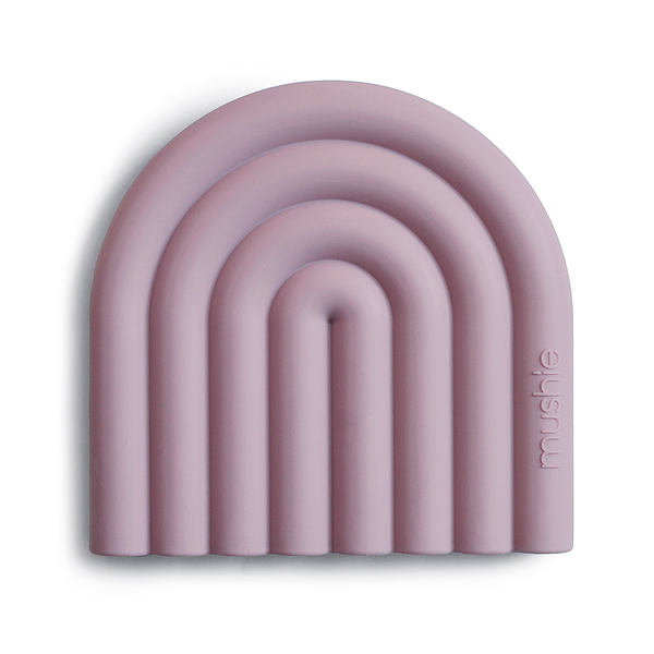 mushie teether rainbow mauve