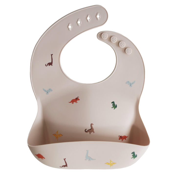 Silicone Baby Bib, Printed Colors - Brown Safari - The Crib