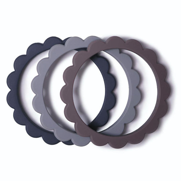 mushie flower bracelet 3 pack gray steel stone