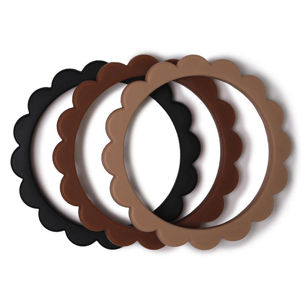 mushie flower bracelet 3 pack black caramel natural