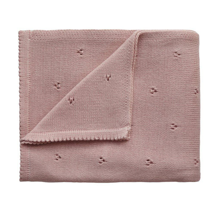 Mushie Knitted Pointelle Baby Blanket Blush