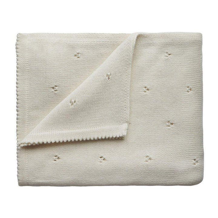 Mushie Knitted Pointelle Baby Blanket Ivory