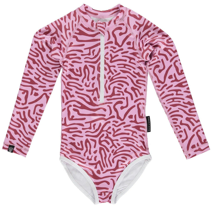 Coral Floral Long Sleeve Swimsuit - The Crib