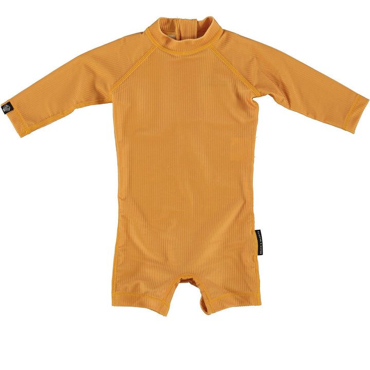 Golden Ribbed Long Sleeve Baby Swimsuit - The Crib