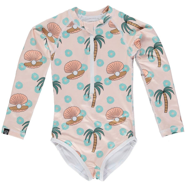 Pearls & Palms Long Sleeve Swimsuit - The Crib