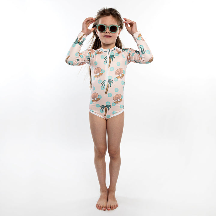 Pearls & Palms Long Sleeve Swimsuit - The Crib