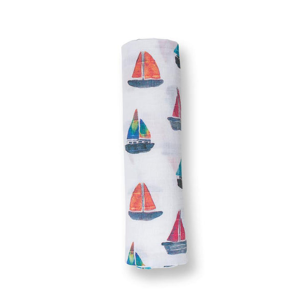 Muslin Swaddle - Sailboats - The Crib