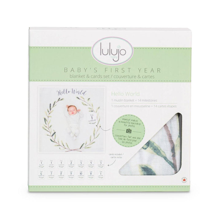 Baby's First Year Blanket & Cards Set - Hello World - The Crib