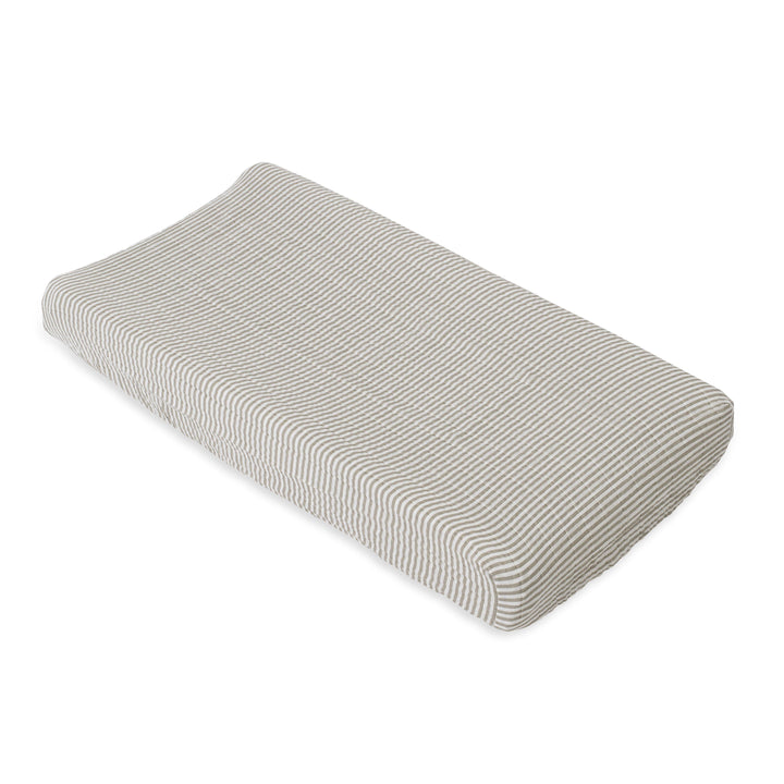 Cotton Muslin Changing Pad Cover - Grey Stripe - The Crib