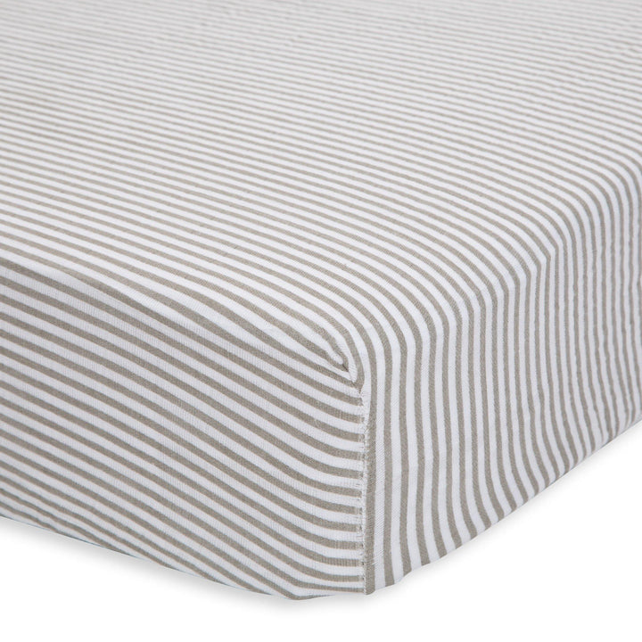 Cotton Muslin Crib Sheet (Printed) - Grey Stripe - The Crib