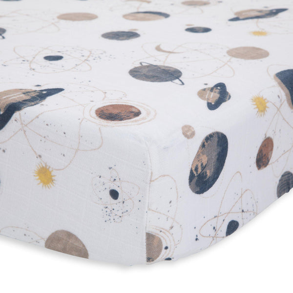 Cotton Muslin Crib Sheet (Printed) - Planetary - The Crib