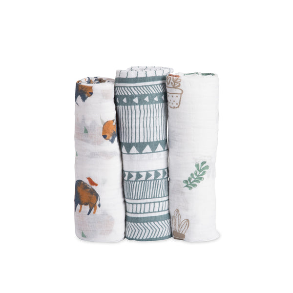 Cotton Muslin Swaddle Set (3 Pack) - Bison - The Crib
