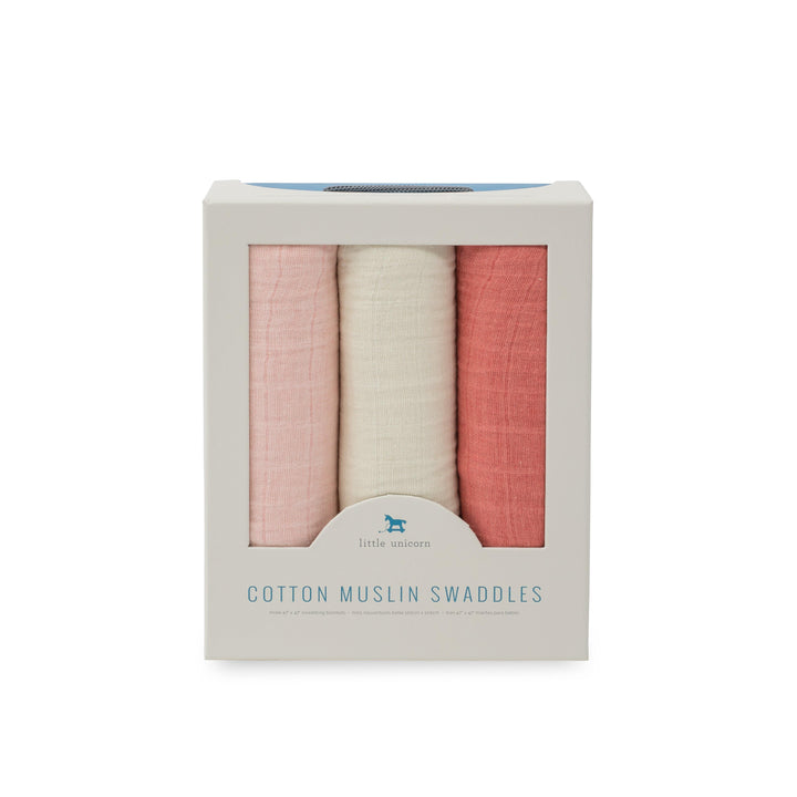 Cotton Muslin Swaddle Set (3 Pack) - Rose Petal - The Crib