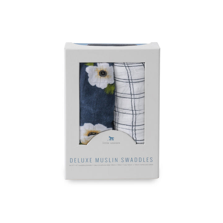 Little Unicorn Deluxe Muslin Swaddle Set 2 Pack White Anemone