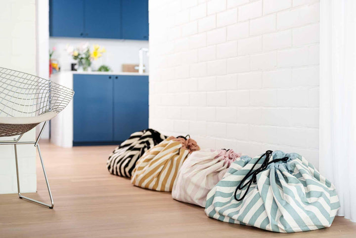 Playmat & Storage Bag - Stripes Green - The Crib