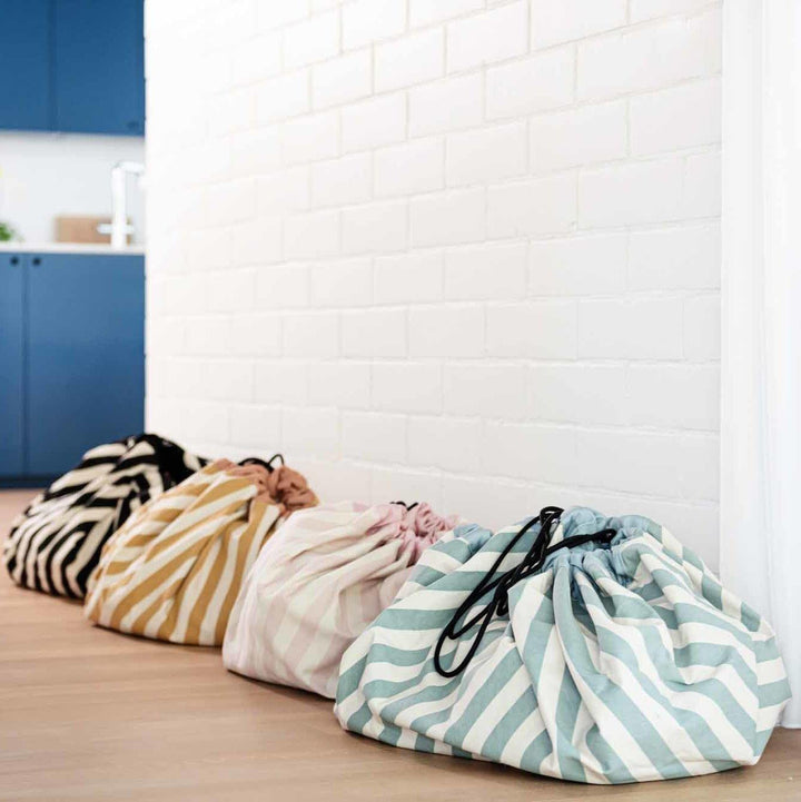Playmat & Storage Bag - Stripes Pink - The Crib