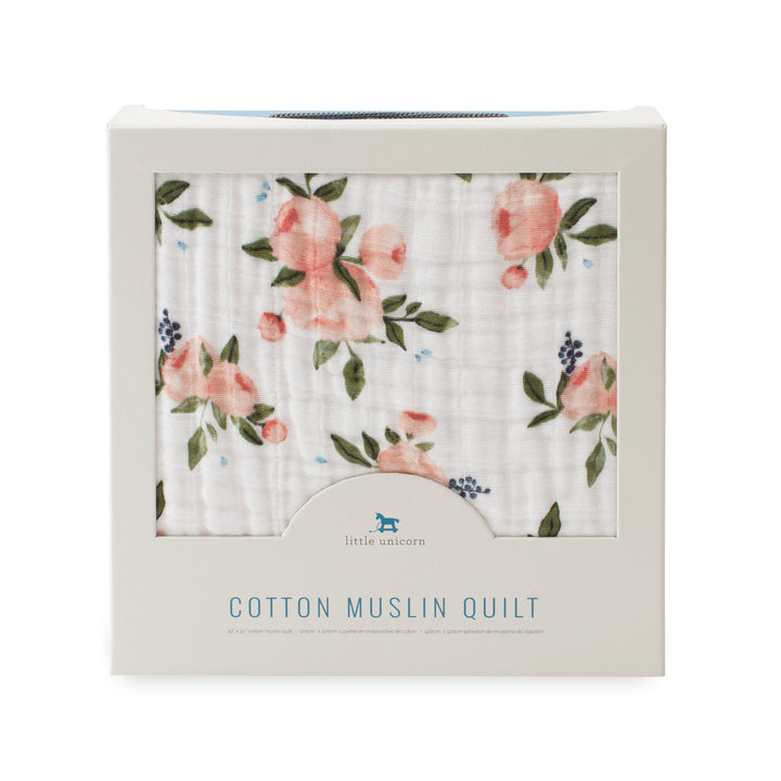 Cotton Muslin Quilt - Watercolor Roses - The Crib