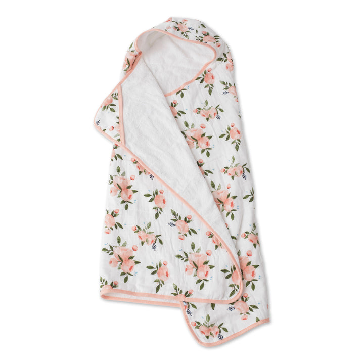 Cotton Hooded Towel Big Kid - Watercolor Roses - The Crib