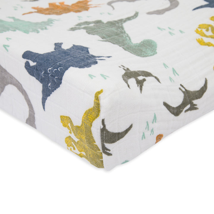 Cotton Muslin Changing Pad Cover - Dino Friends - The Crib