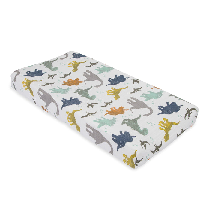 Cotton Muslin Changing Pad Cover - Dino Friends - The Crib