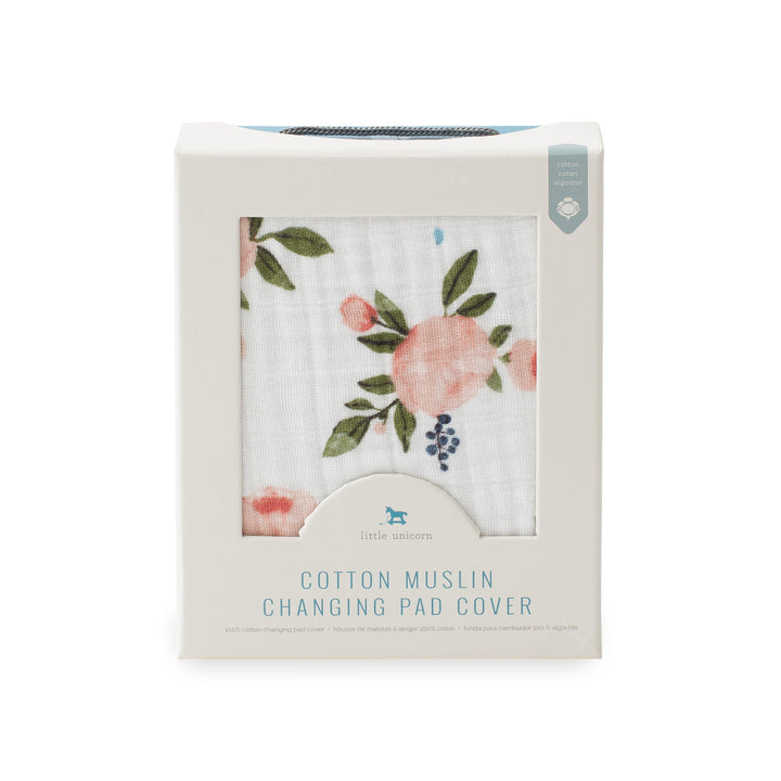 Cotton Muslin Changing Pad Cover - Watercolor Roses - The Crib